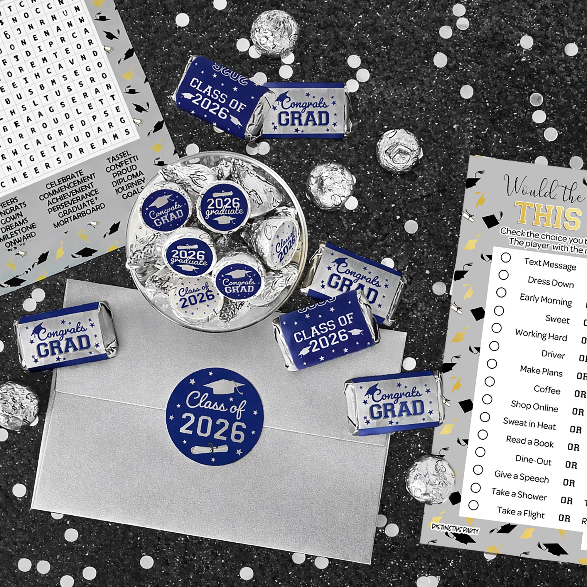 Blue & Silver Graduation Party Decorations – Class of 2026