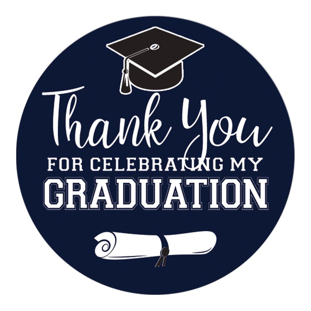 Graduation Class of 2025: Thank You Sticker Labels  - 17 School Colors - 40 Stickers - Distinctivs Party