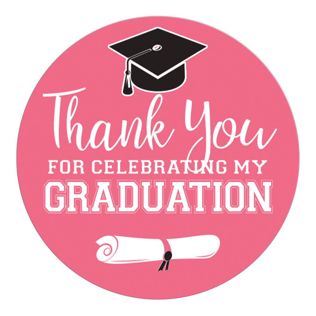 Graduation Class of 2025: Thank You Sticker Labels  - 17 School Colors - 40 Stickers - Distinctivs Party