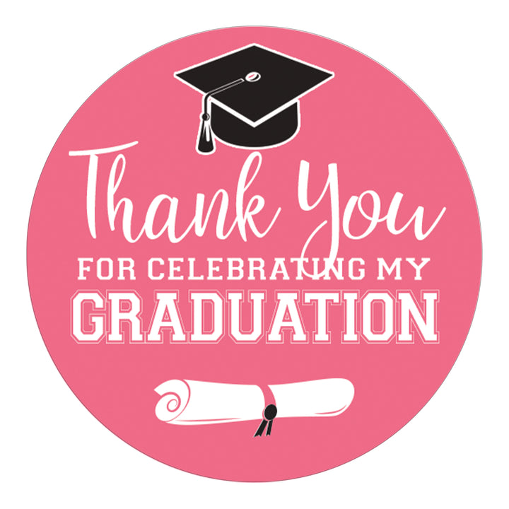 Graduation Class of 2025: Thank You Sticker Labels  - 17 School Colors - 40 Stickers - Distinctivs Party