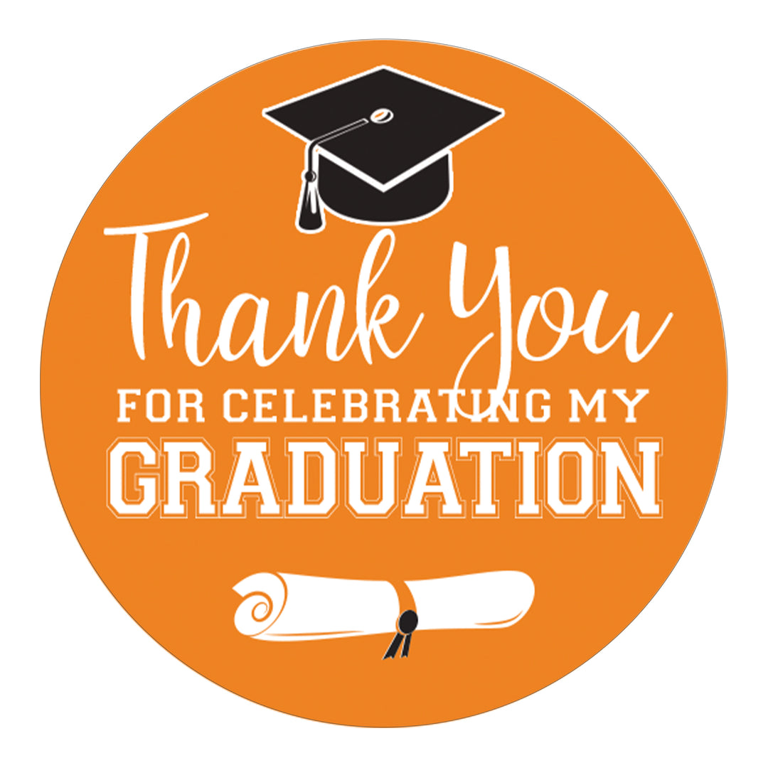 Graduation Class of 2025: Thank You Sticker Labels  - 17 School Colors - 40 Stickers - Distinctivs Party