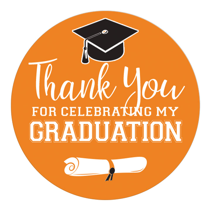 Graduation Class of 2025: Thank You Sticker Labels  - 17 School Colors - 40 Stickers - Distinctivs Party