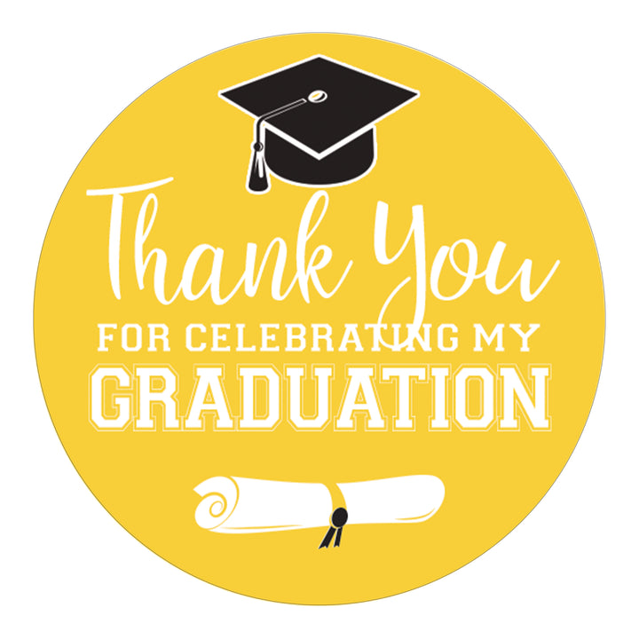 Graduation Class of 2025: Thank You Sticker Labels  - 17 School Colors - 40 Stickers - Distinctivs Party