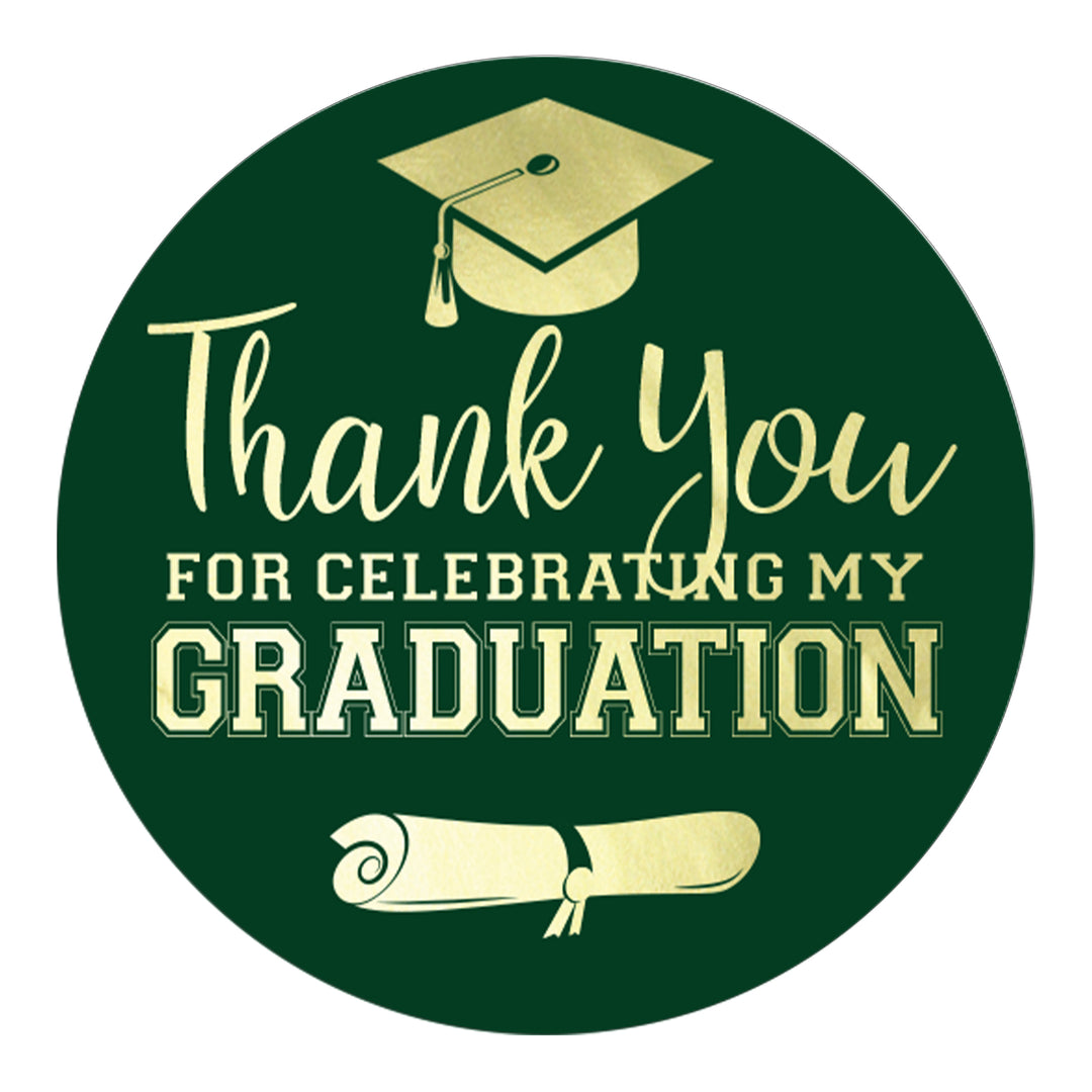 Graduation Class of 2025: Thank You Sticker Labels  - 17 School Colors - 40 Stickers - Distinctivs Party