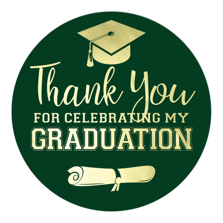 Graduation Class of 2025: Thank You Sticker Labels  - 17 School Colors - 40 Stickers - Distinctivs Party