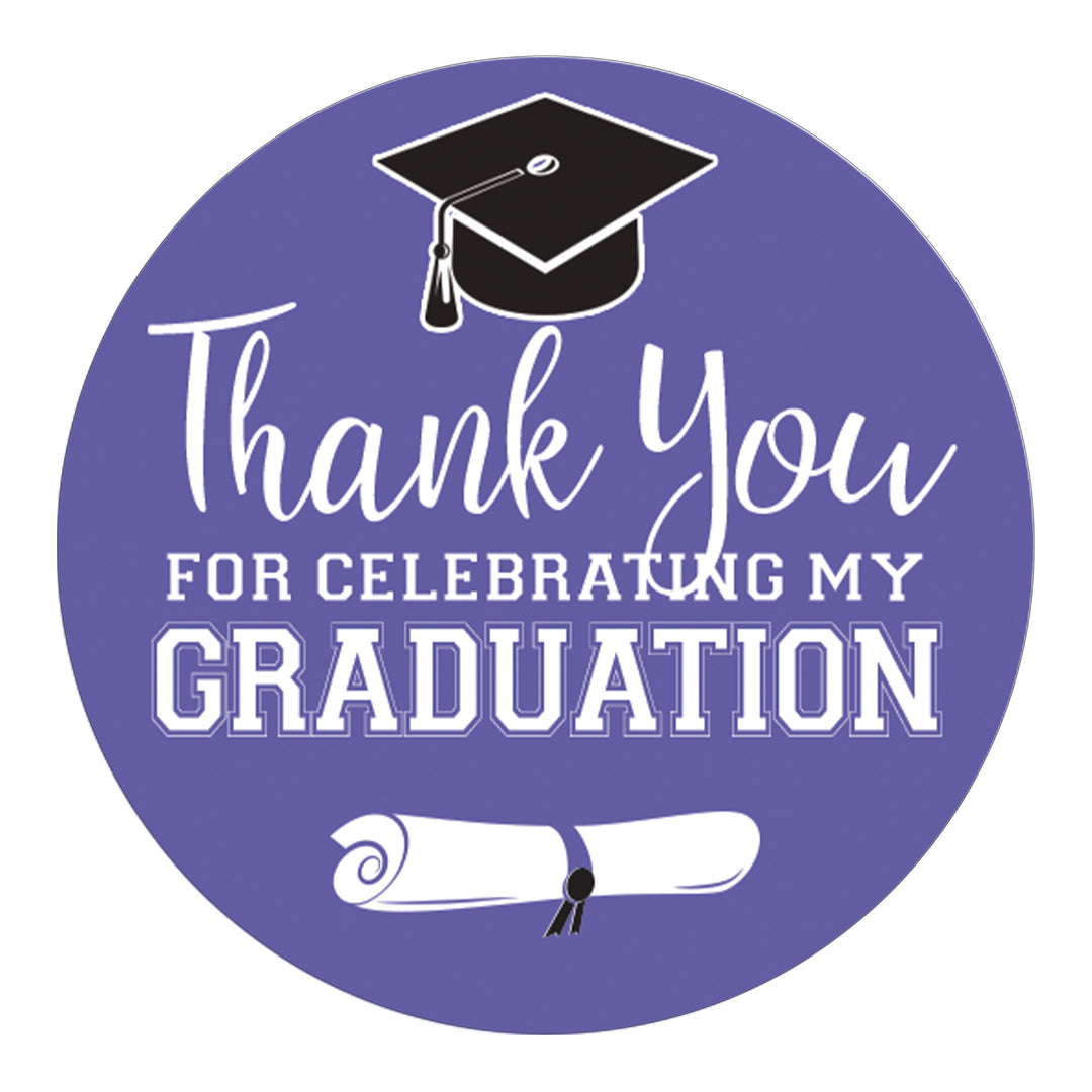 Graduation Class of 2025: Thank You Sticker Labels  - 17 School Colors - 40 Stickers - Distinctivs Party