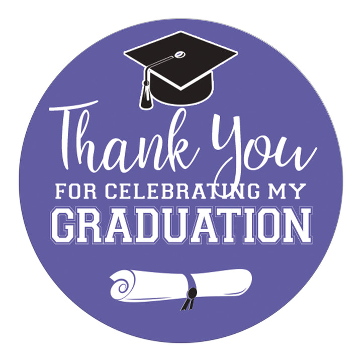 Graduation Class of 2025: Thank You Sticker Labels  - 17 School Colors - 40 Stickers - Distinctivs Party