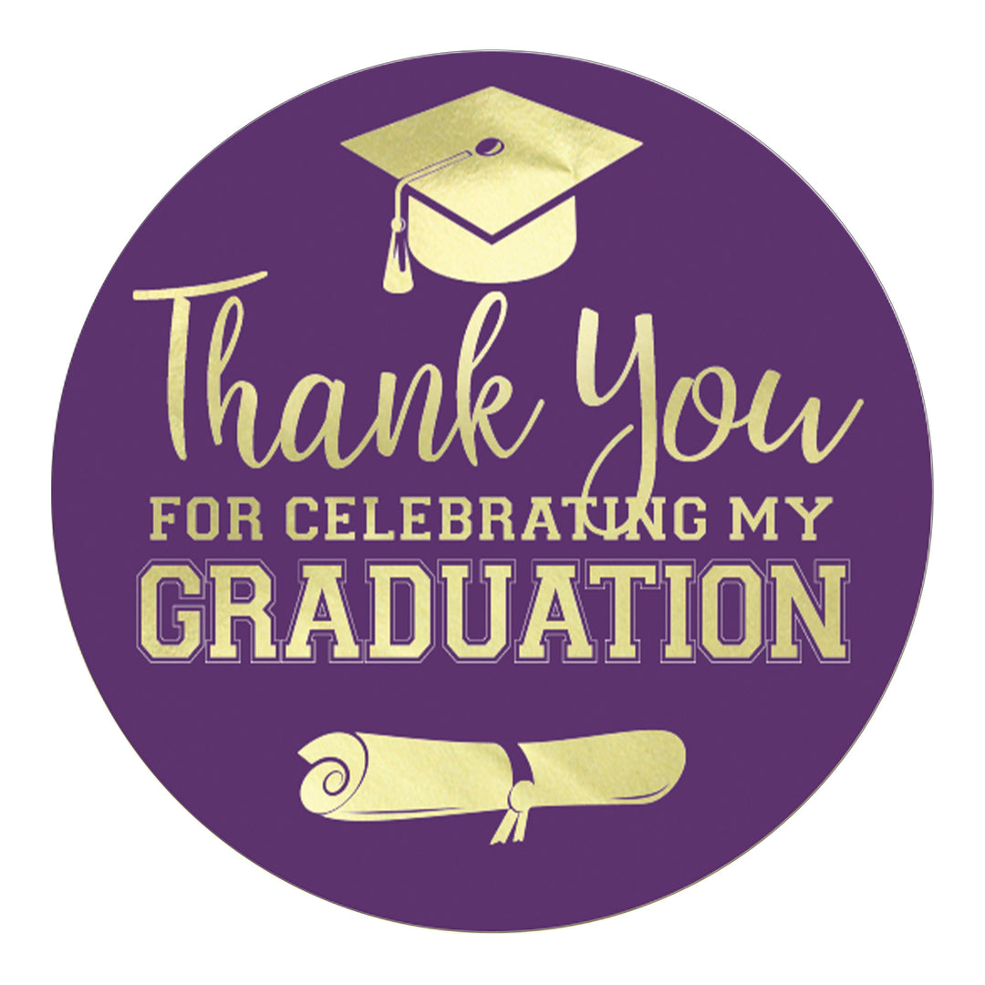 Graduation Class of 2025: Thank You Sticker Labels  - 17 School Colors - 40 Stickers - Distinctivs Party