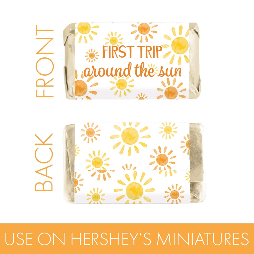 1st Trip Around the Sun - 1st Birthday: Hershey's Miniatures Candy Bar Wrappers - 45 Stickers - Distinctivs Party