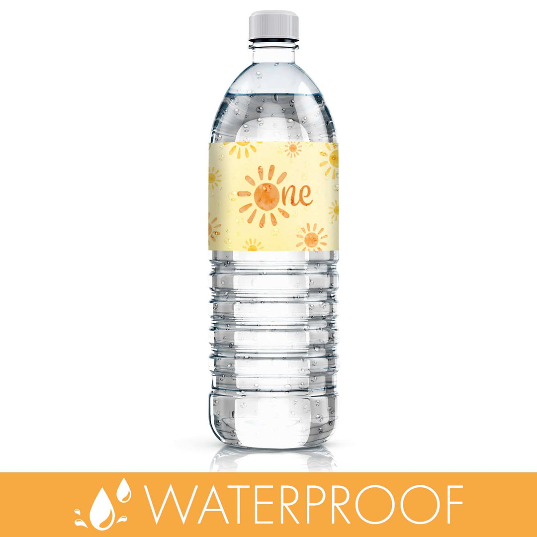 1st Trip Around the Sun - 1st Birthday: Water Bottle Labels - 24 Waterproof Stickers - Distinctivs Party