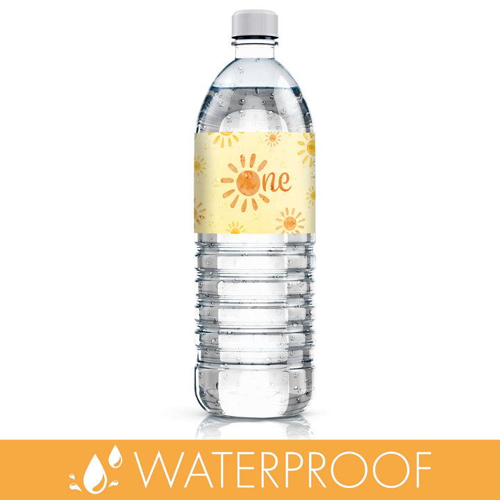 1st Trip Around the Sun - 1st Birthday: Water Bottle Labels - 24 Waterproof Stickers - Distinctivs Party