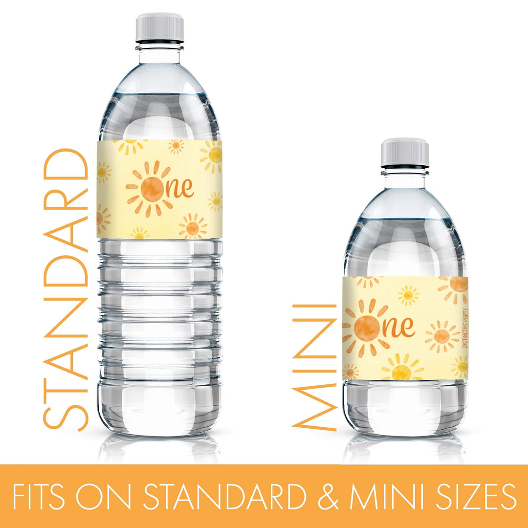 1st Trip Around the Sun - 1st Birthday: Water Bottle Labels - 24 Waterproof Stickers - Distinctivs Party