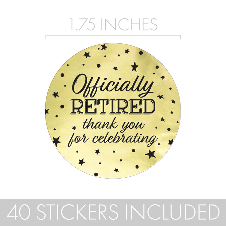 Retirement Party: Black and Gold Shiny Foil - Thank You Stickers - 40 Stickers
