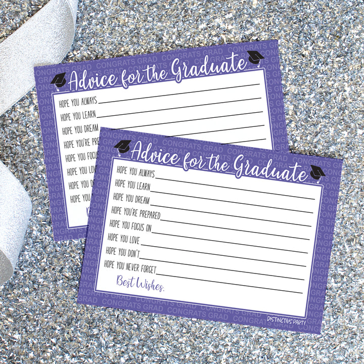 Graduation Class of 2025: Graduation Advice Cards – 16 Colors - 25 Cards - Distinctivs Party