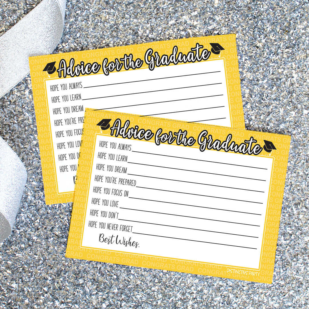 Graduation Class of 2025: Graduation Advice Cards – 16 Colors - 25 Cards - Distinctivs Party