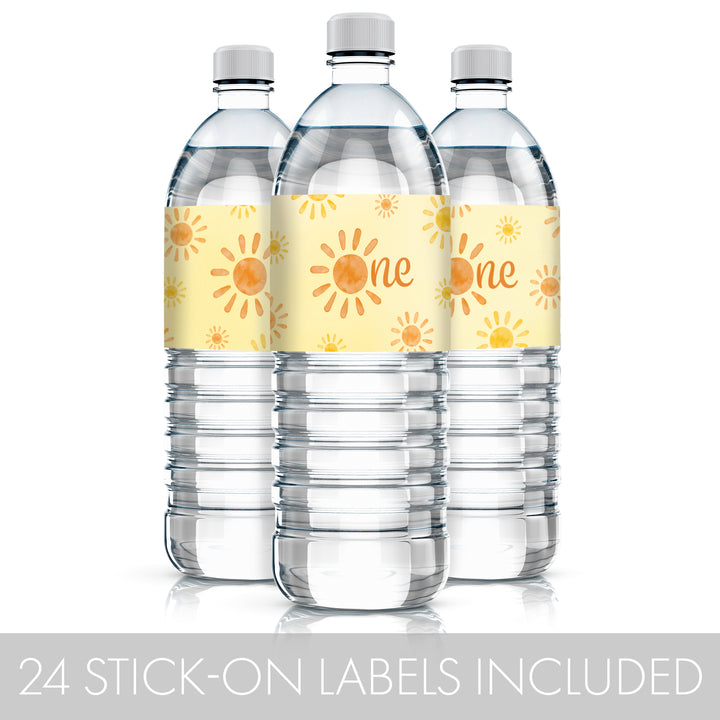 1st Trip Around the Sun - 1st Birthday: Water Bottle Labels - 24 Waterproof Stickers