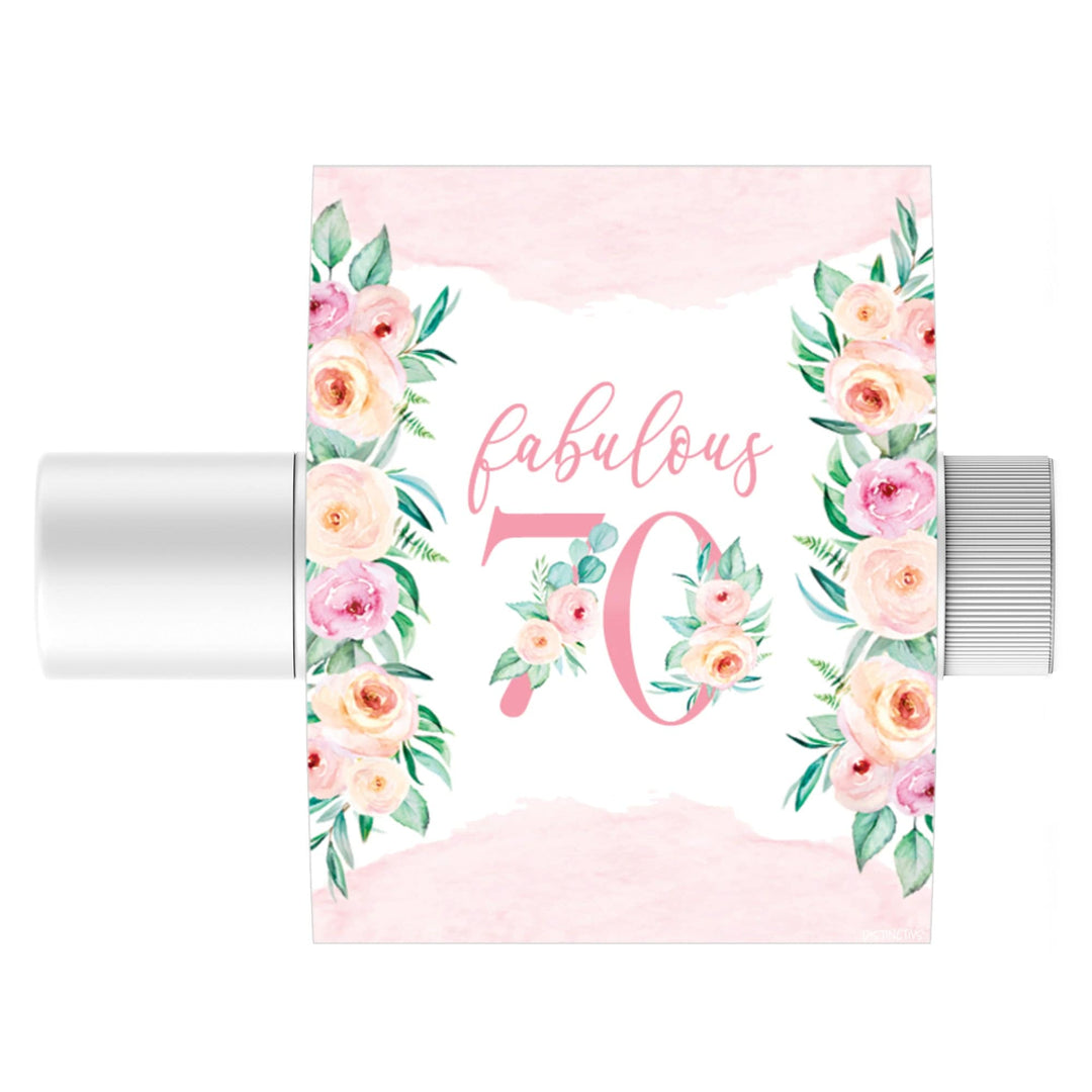 70th Birthday: Floral -  Lip Balm Labels - 36 Stickers - Distinctivs Party