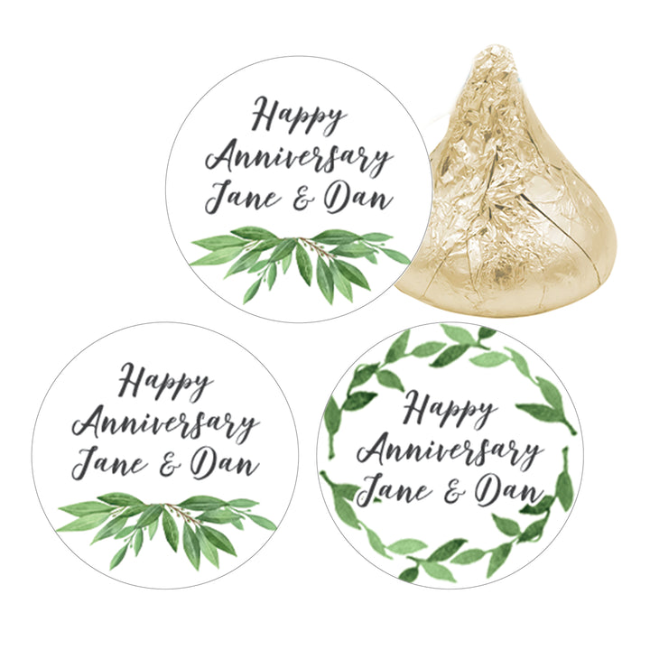 Personalized Greenery: Anniversary, Baby Shower, Birthday, Bridal Shower or Wedding - Favor Stickers - 180 Stickers