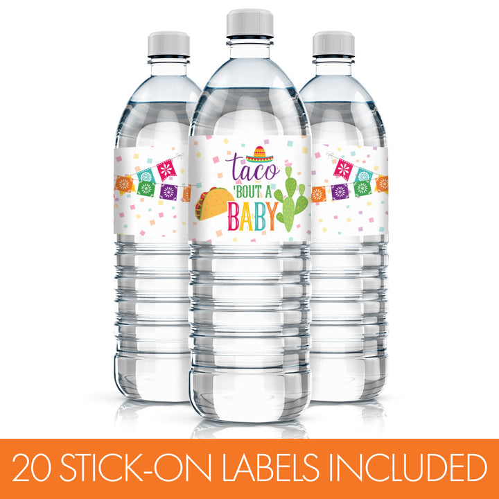 Taco 'Bout a Baby: Baby Shower- Etiquetas adhesivas para botellas de agua - 24 pegatinas
