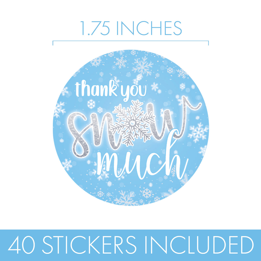 Little Snowflake: Blue -  Winter Birthday or Baby Shower - Thank You Snow Much Stickers - Boy - Baby It's Cold Outside - 40 Stickers