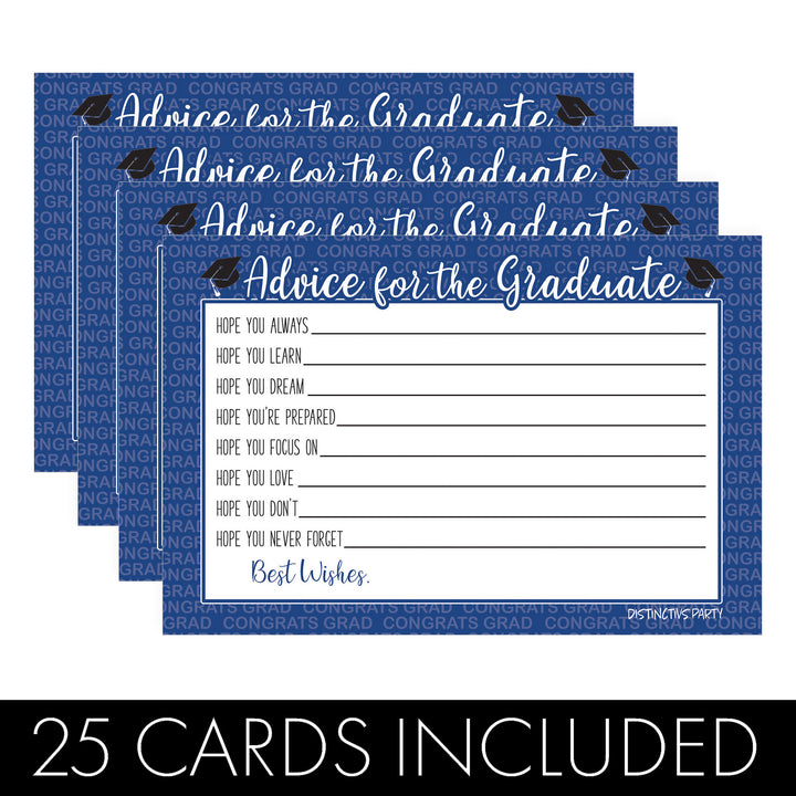 Graduation Class of 2025: Graduation Advice Cards – 16 Colors - 25 Cards - Distinctivs Party