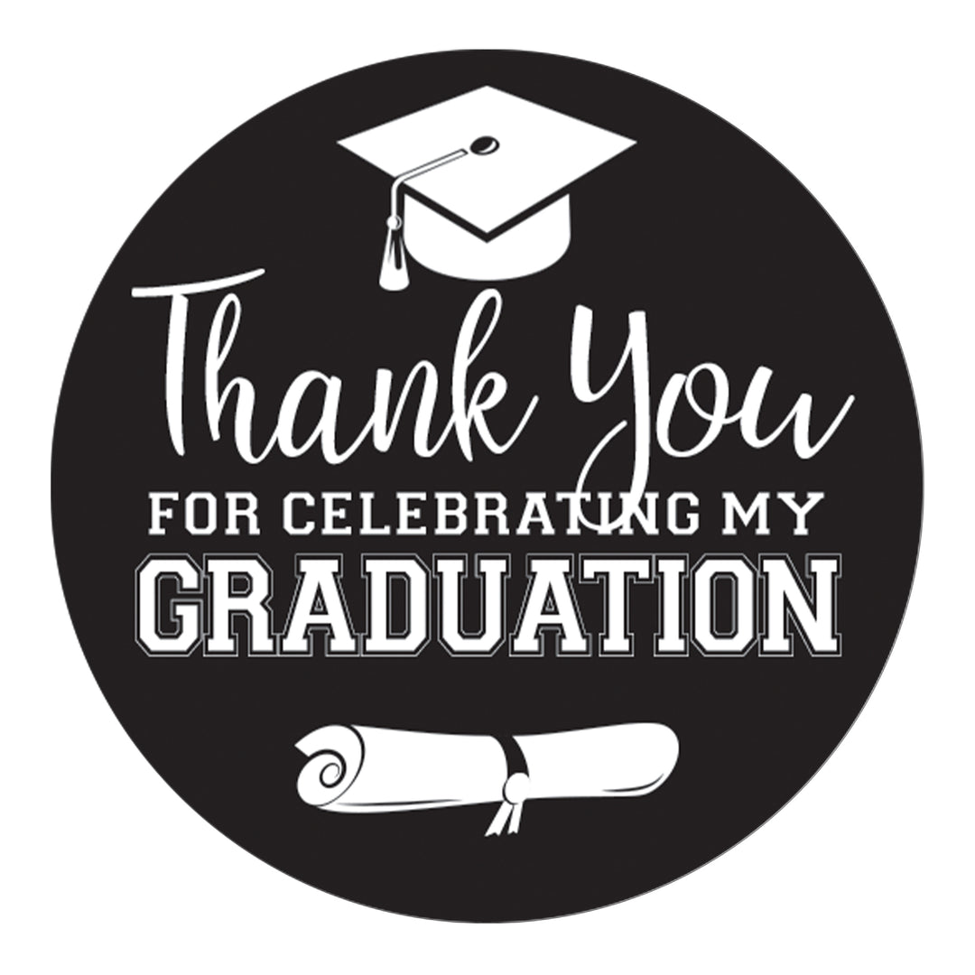 Graduation Class of 2025: Thank You Sticker Labels  - 17 School Colors - 40 Stickers - Distinctivs Party