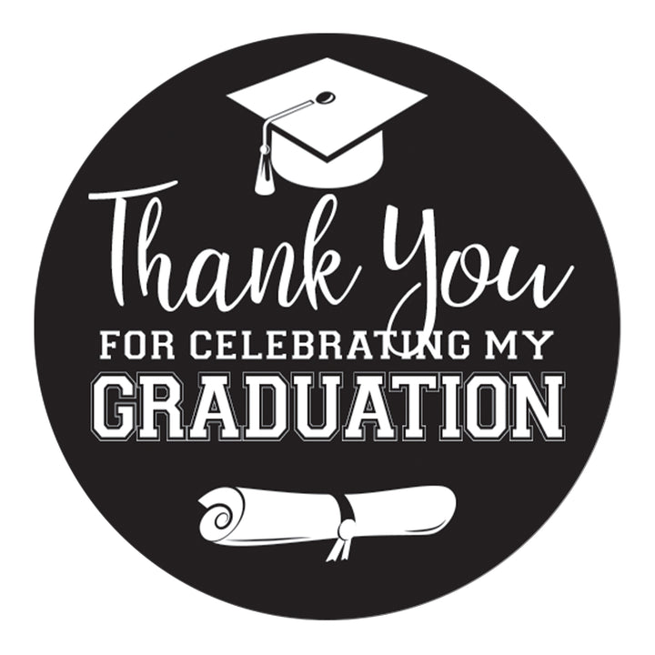 Graduation Class of 2025: Thank You Sticker Labels  - 17 School Colors - 40 Stickers - Distinctivs Party