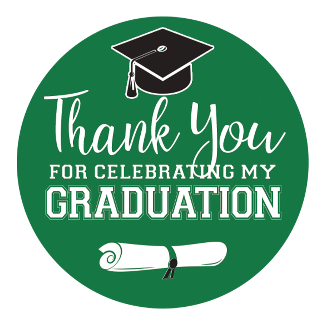 Graduation Class of 2025: Thank You Sticker Labels  - 17 School Colors - 40 Stickers - Distinctivs Party