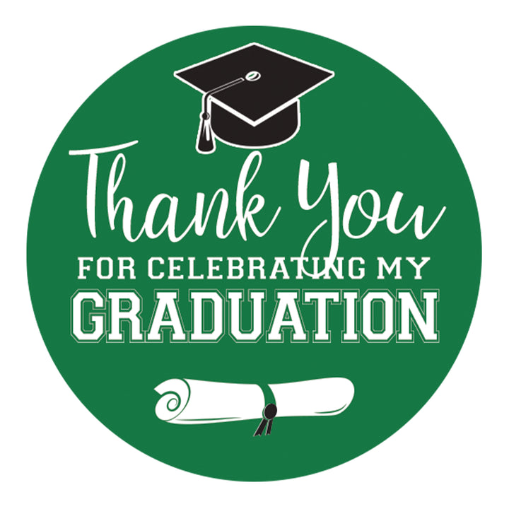 Graduation Class of 2025: Thank You Sticker Labels  - 17 School Colors - 40 Stickers - Distinctivs Party