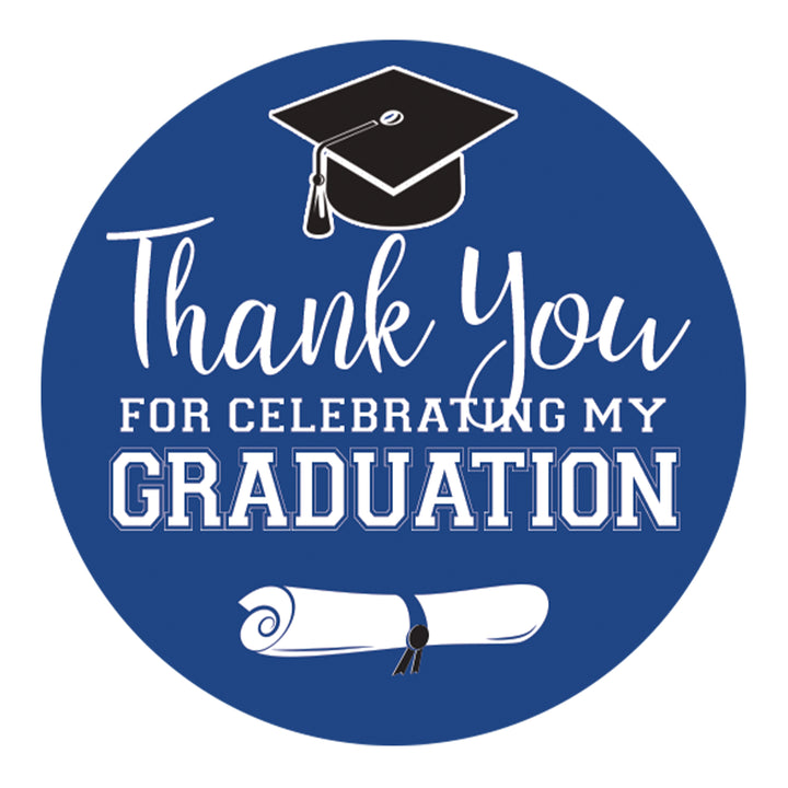 Graduation Class of 2025: Thank You Sticker Labels  - 17 School Colors - 40 Stickers - Distinctivs Party