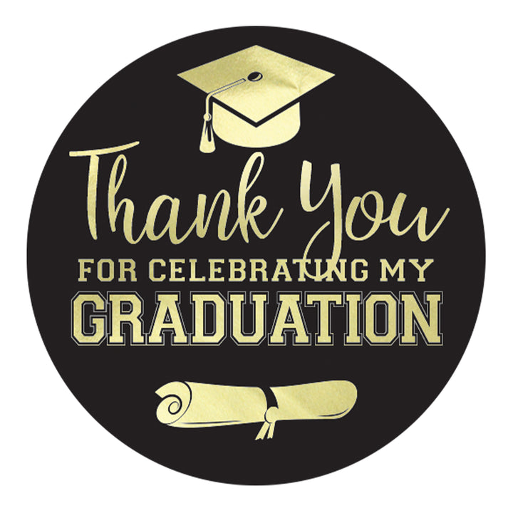 Graduation Class of 2025: Thank You Sticker Labels  - 17 School Colors - 40 Stickers - Distinctivs Party