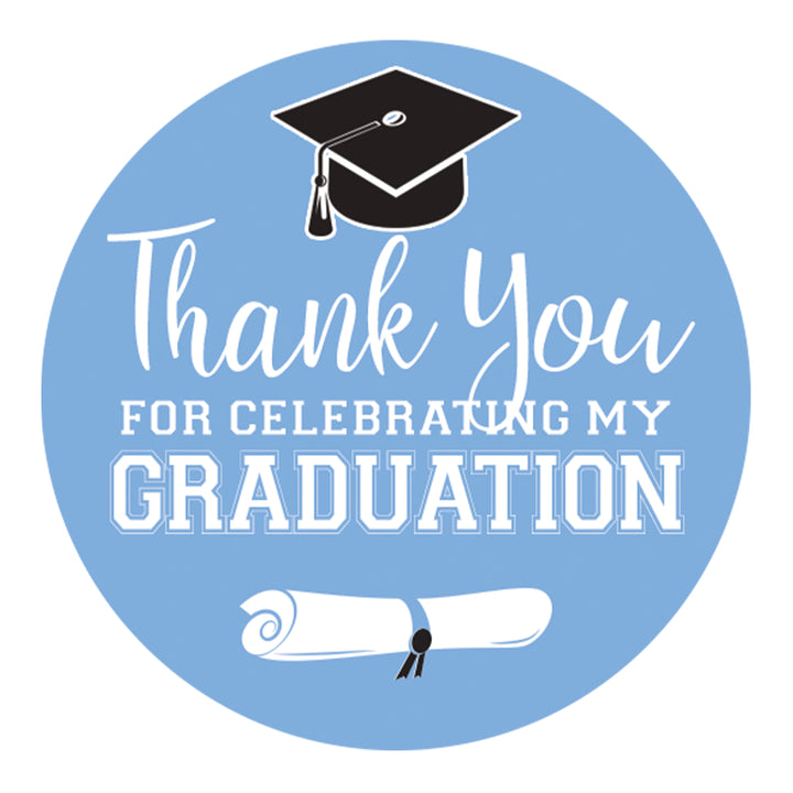 Graduation Class of 2025: Thank You Sticker Labels  - 17 School Colors - 40 Stickers - Distinctivs Party