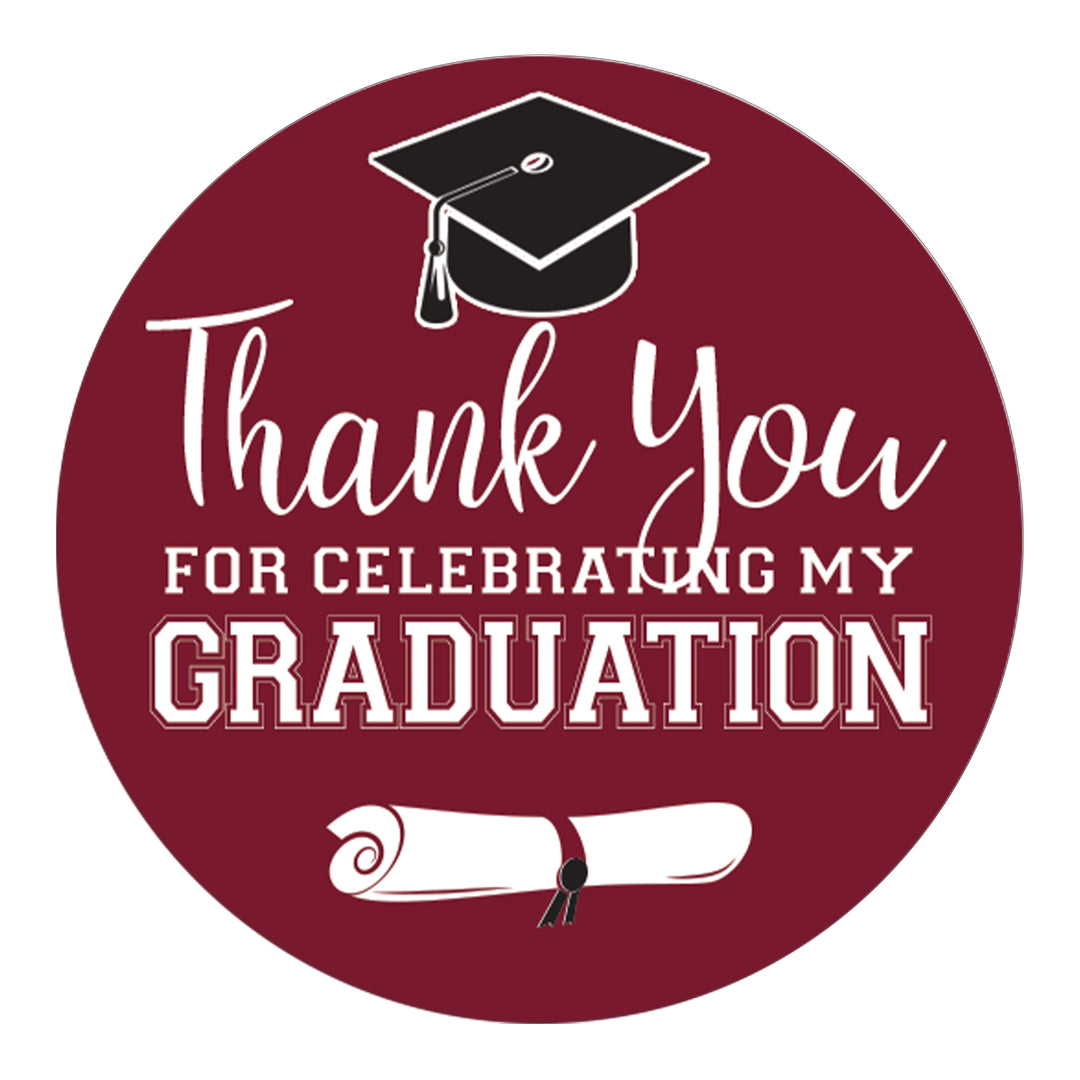 Graduation Class of 2025: Thank You Sticker Labels  - 17 School Colors - 40 Stickers - Distinctivs Party
