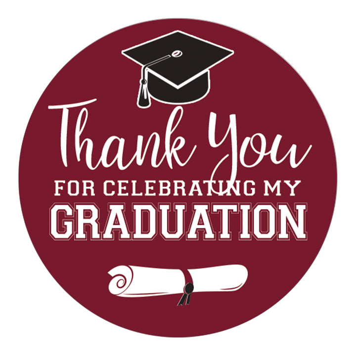 Graduation Class of 2025: Thank You Sticker Labels  - 17 School Colors - 40 Stickers - Distinctivs Party