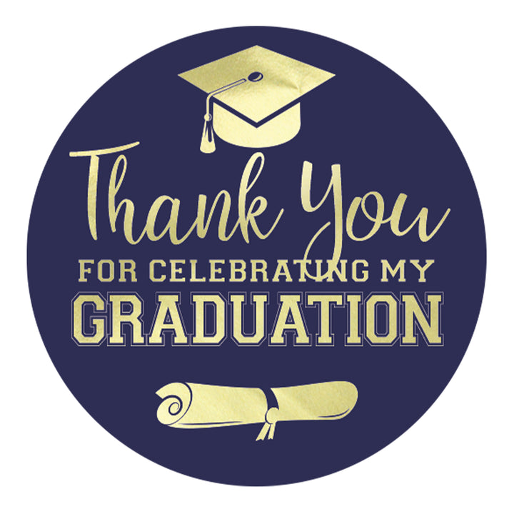 Graduation Class of 2025: Thank You Sticker Labels  - 17 School Colors - 40 Stickers - Distinctivs Party