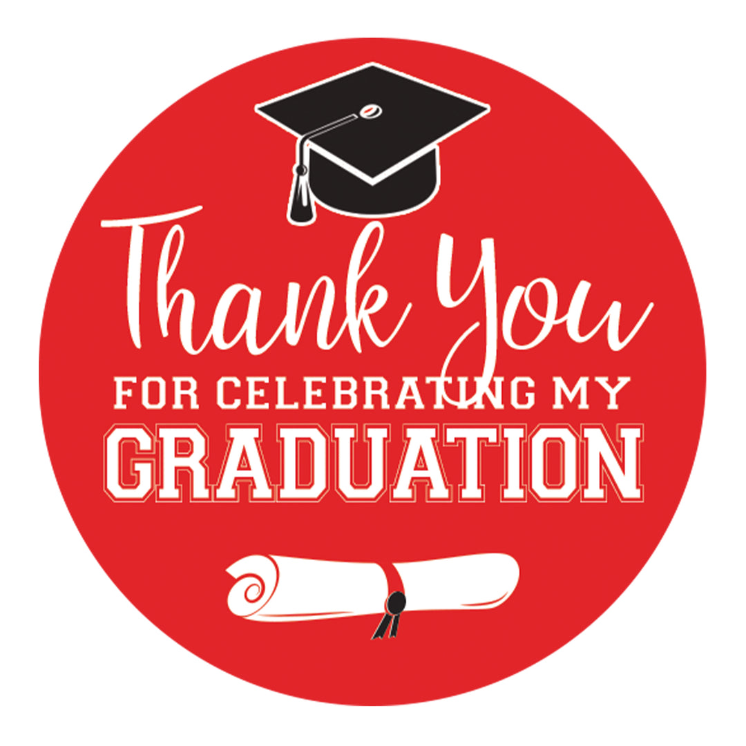 Graduation Class of 2025: Thank You Sticker Labels  - 17 School Colors - 40 Stickers - Distinctivs Party