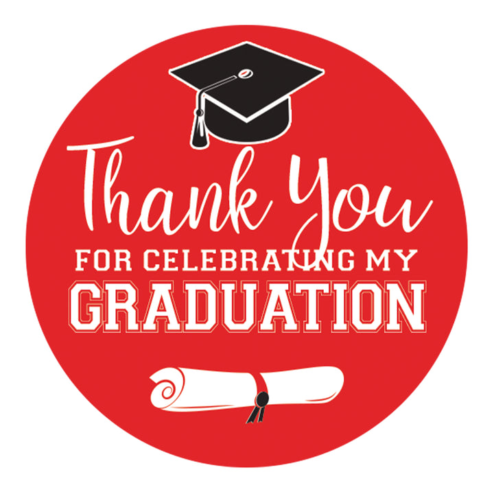 Graduation Class of 2025: Thank You Sticker Labels  - 17 School Colors - 40 Stickers - Distinctivs Party