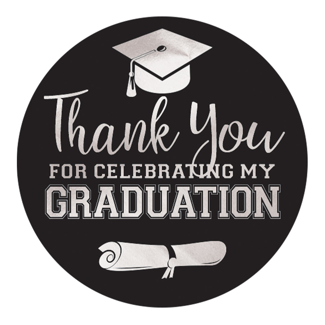 Graduation Class of 2025: Thank You Sticker Labels  - 17 School Colors - 40 Stickers - Distinctivs Party