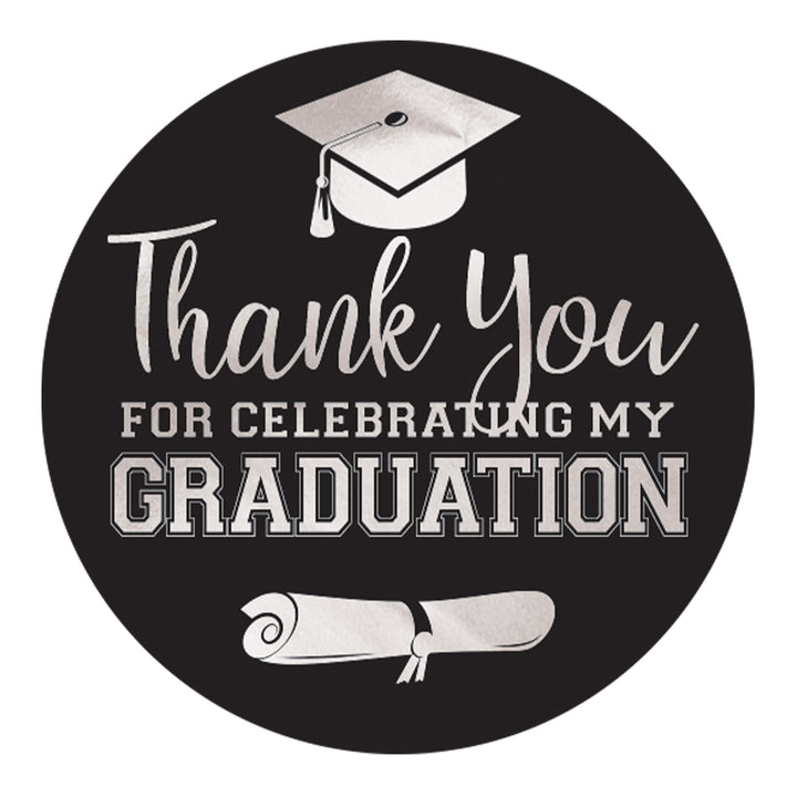 Graduation Class of 2025: Thank You Sticker Labels  - 17 School Colors - 40 Stickers - Distinctivs Party