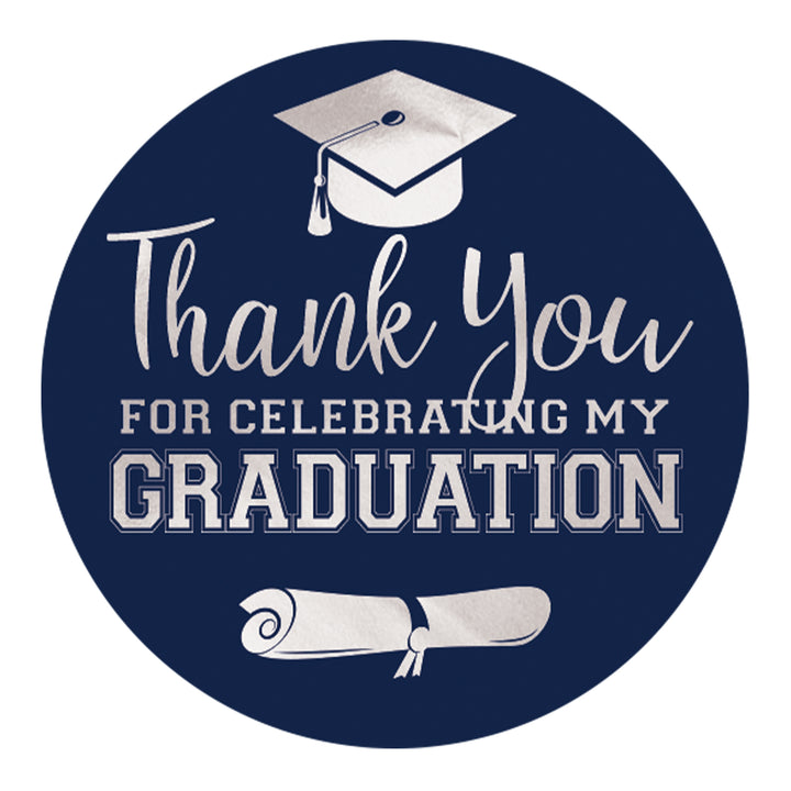 Graduation Class of 2025: Thank You Sticker Labels  - 17 School Colors - 40 Stickers - Distinctivs Party