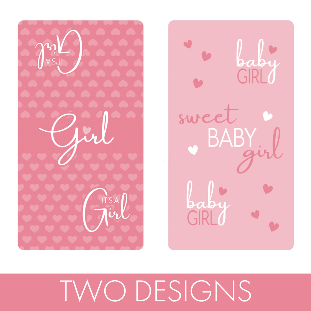 Sweet Baby Girl: Pink - Baby Shower Mini Candy Bar Labels - 42 Stickers