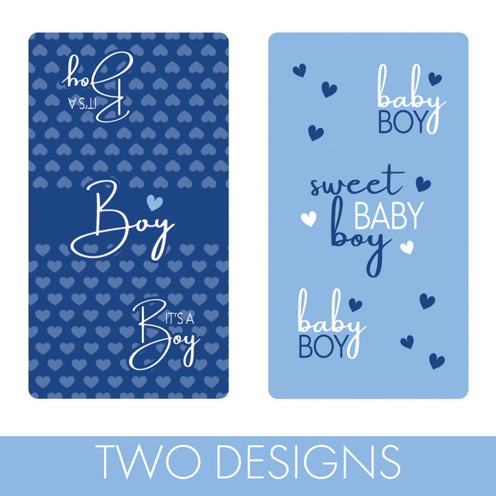 Sweet Baby Boy: Blue - Baby Shower Mini Candy Bar Labels - 42 Stickers