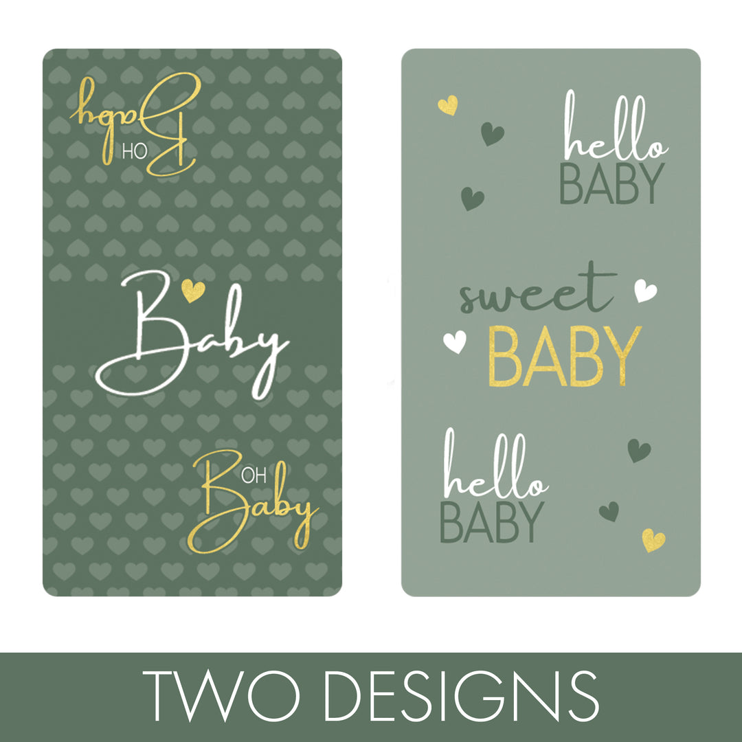 Sweet Baby Gender Neutral: Green - Baby Shower Mini Candy Bar Labels -42 Stickers