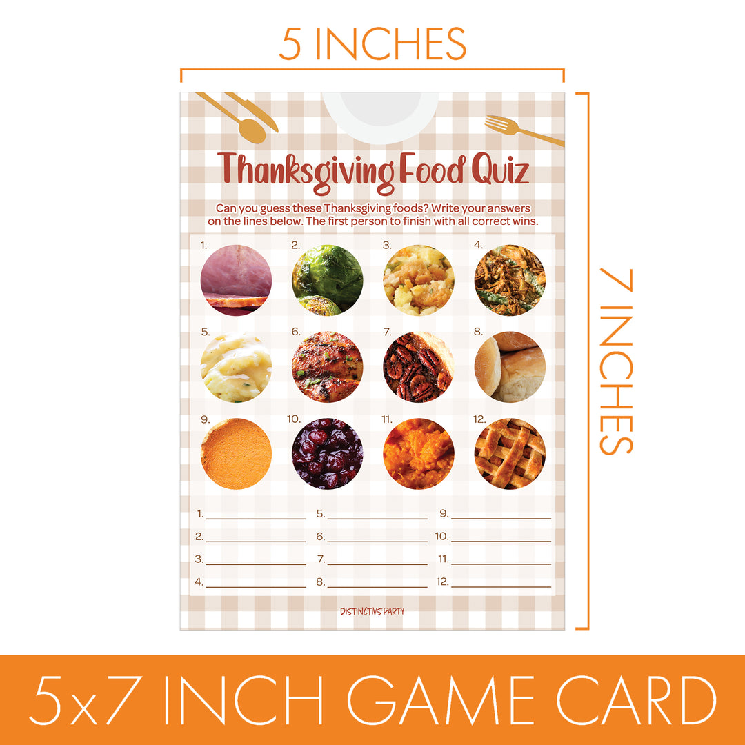 Thanksgiving Party Game Bundle - Emoji Guessing Game and Thanksgiving Food Quiz - 25 Dual-Sided Cards - Distinctivs Party