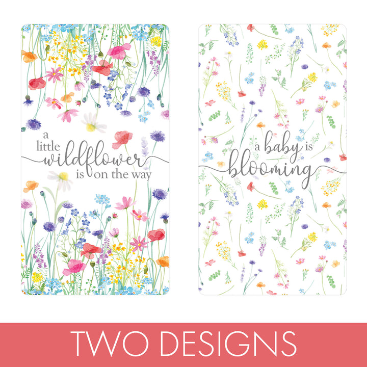 Little Wildflower: Girl's Baby Shower Mini Candy Bar Wrappers - Spring - 42 Party Favor Stickers