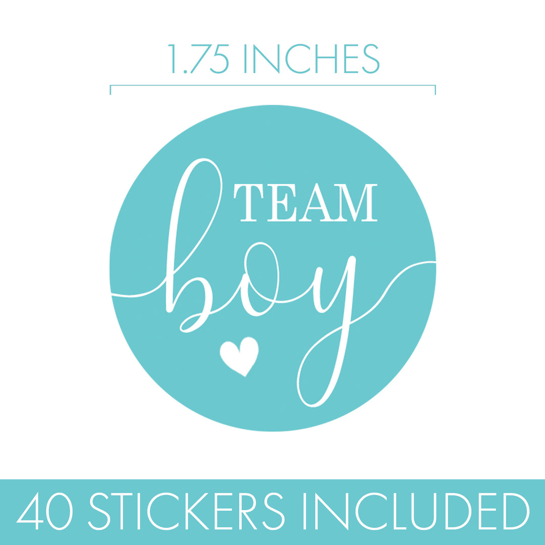 Gender Reveal Party: Purple and Teal - Team Boy or Team Girl Stickers - 40 Stickers - Distinctivs Party