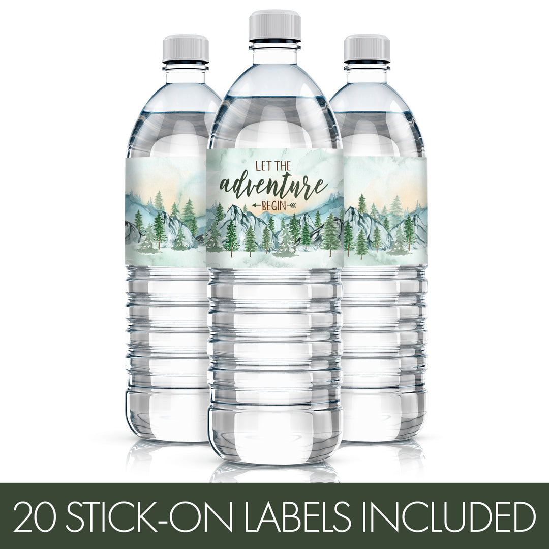 Little Adventurer - Etiquetas adhesivas para botellas de agua para baby shower - Impermeables - Paquete de 24