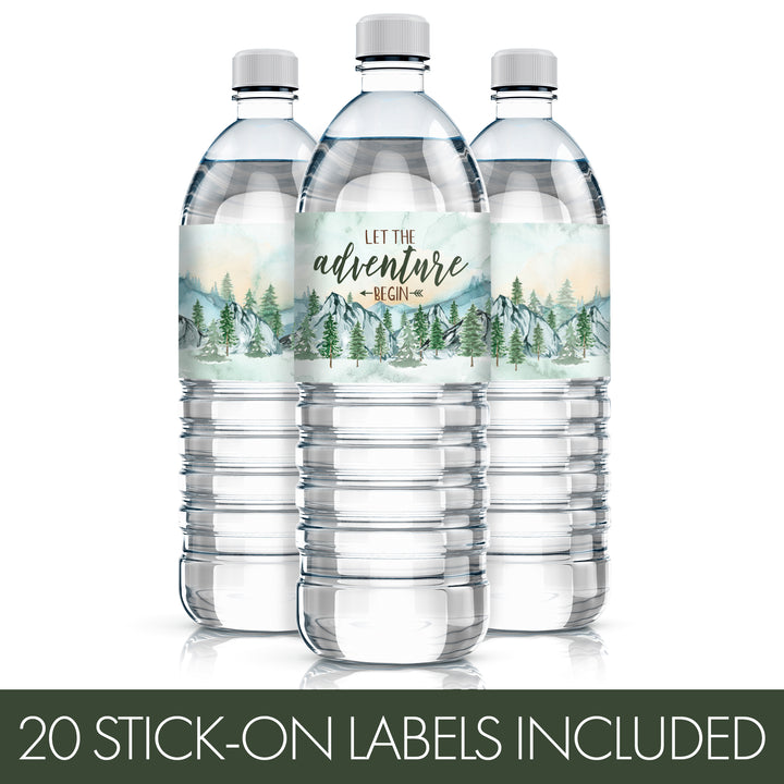 Little Adventurer - Etiquetas adhesivas para botellas de agua para baby shower - Impermeables - Paquete de 24