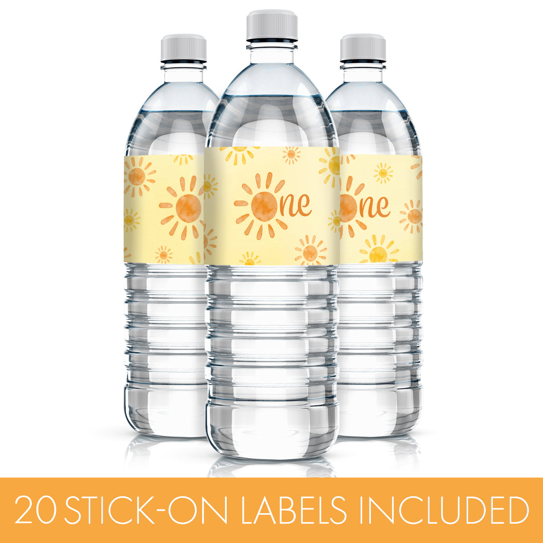 1st Trip Around the Sun - 1st Birthday: Water Bottle Labels - 20 Waterproof Stickers