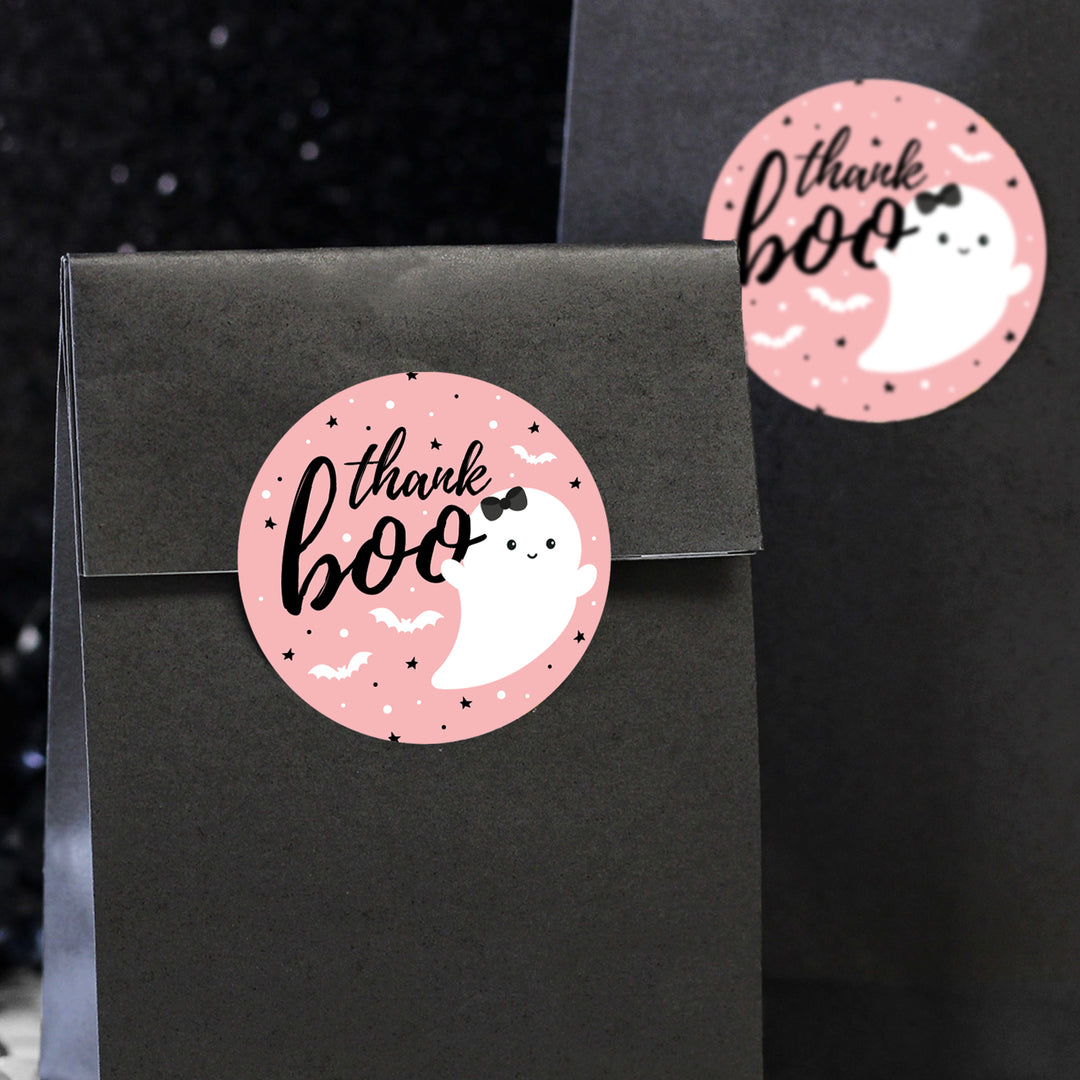 Little Boo: Pink - Girl Baby Shower - Fall Thank You Stickers -  40 Stickers